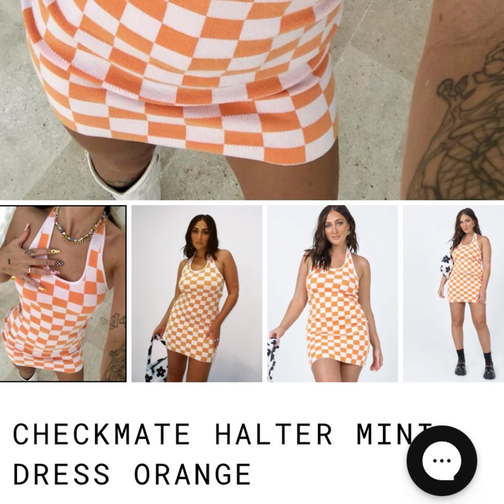 Princess polly checkmate halter mini dress orange